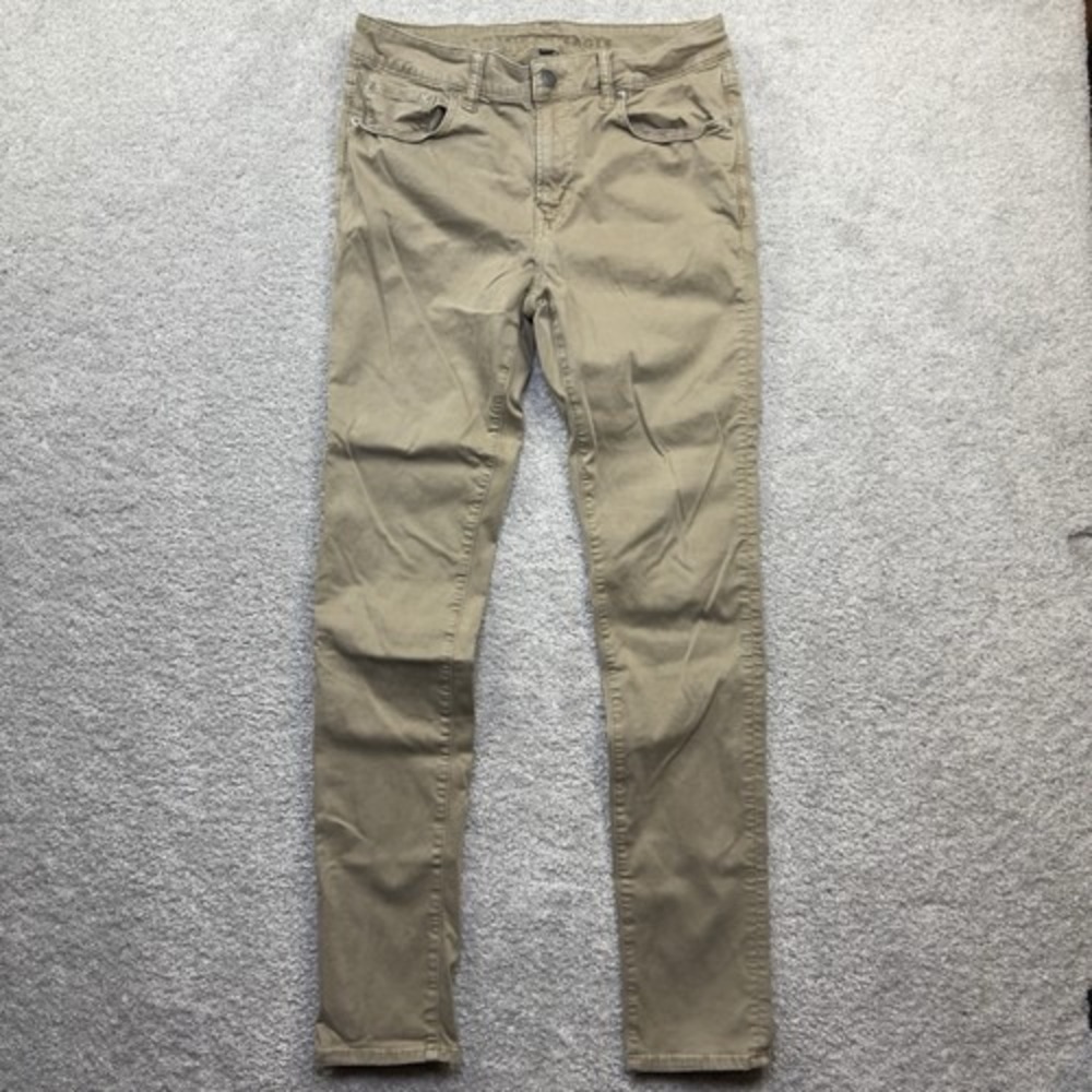 American Eagle Flex Skinny Khaki Pants Men's 32x34 Tan Stretch 5 Pocket